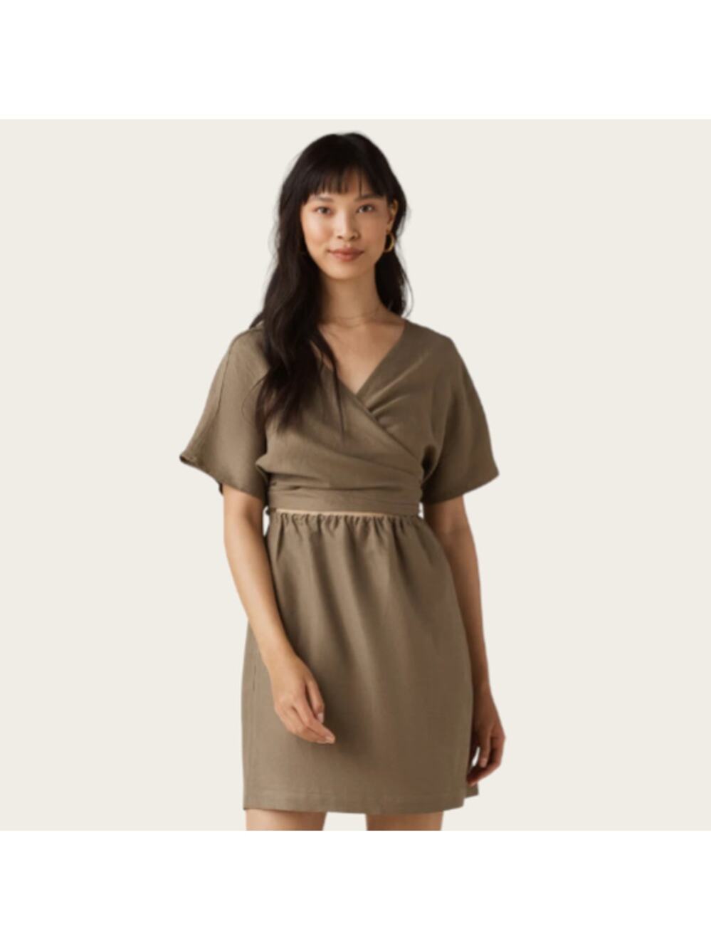 VETTA Capsule Convertible Wrap Mini Dress | Extra Small | Brown Cut Out Waist